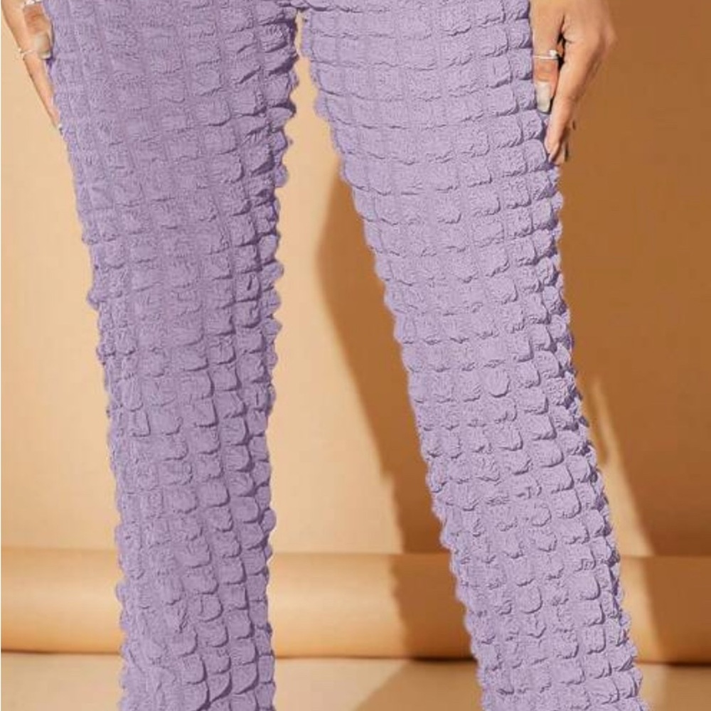 SHEIN Lavender Textured Straight Leg Pants